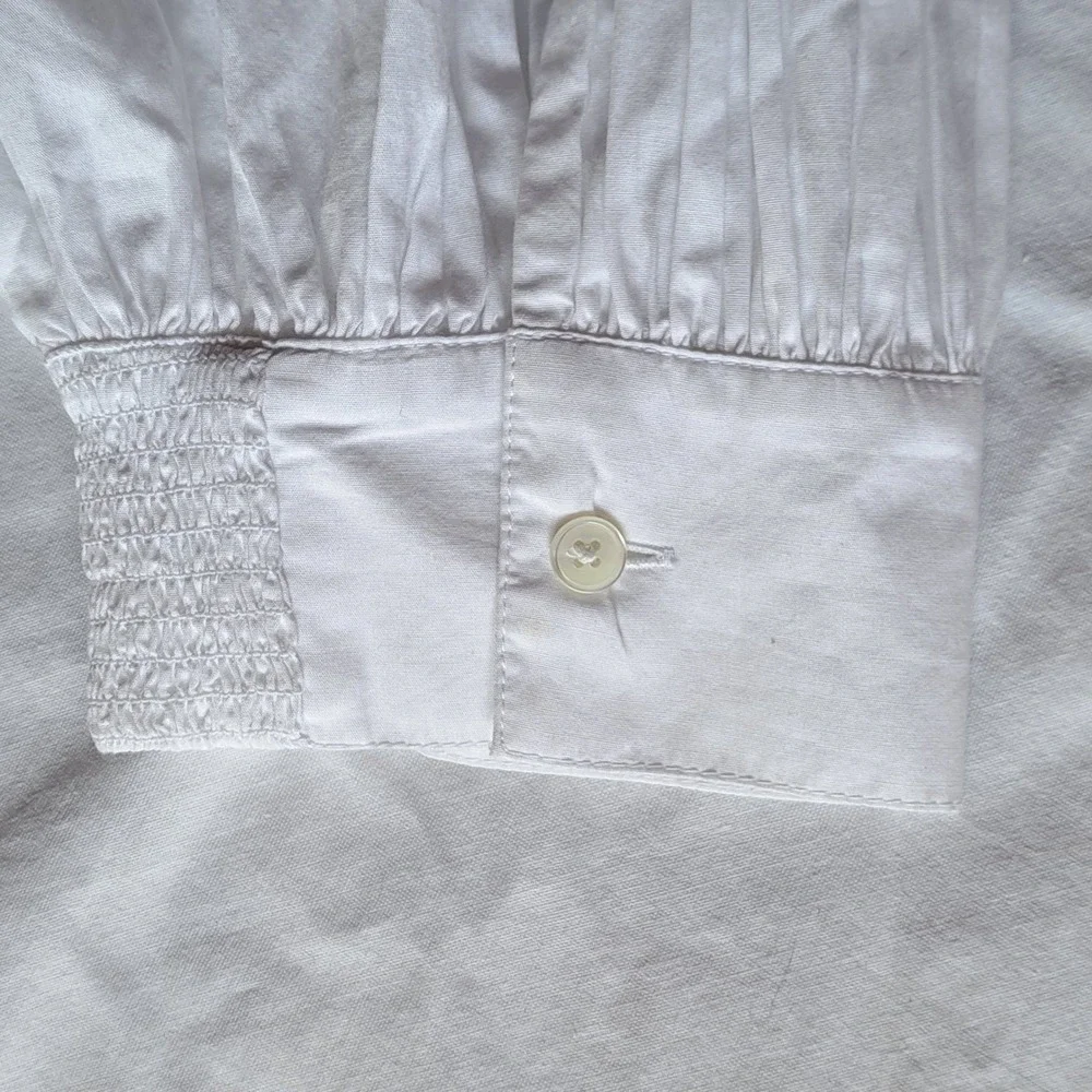 Madewell Smocked Puff Sleeve Embroidered Top White XL NU455 Boho Blouse NEW